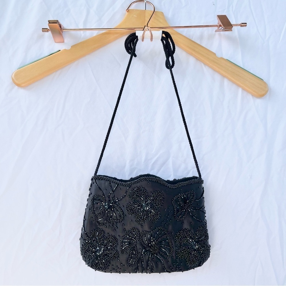 VALERIE STEVENS | VINTAGE NWOT BLACK CROSSBODY BEADED EVENING BAG